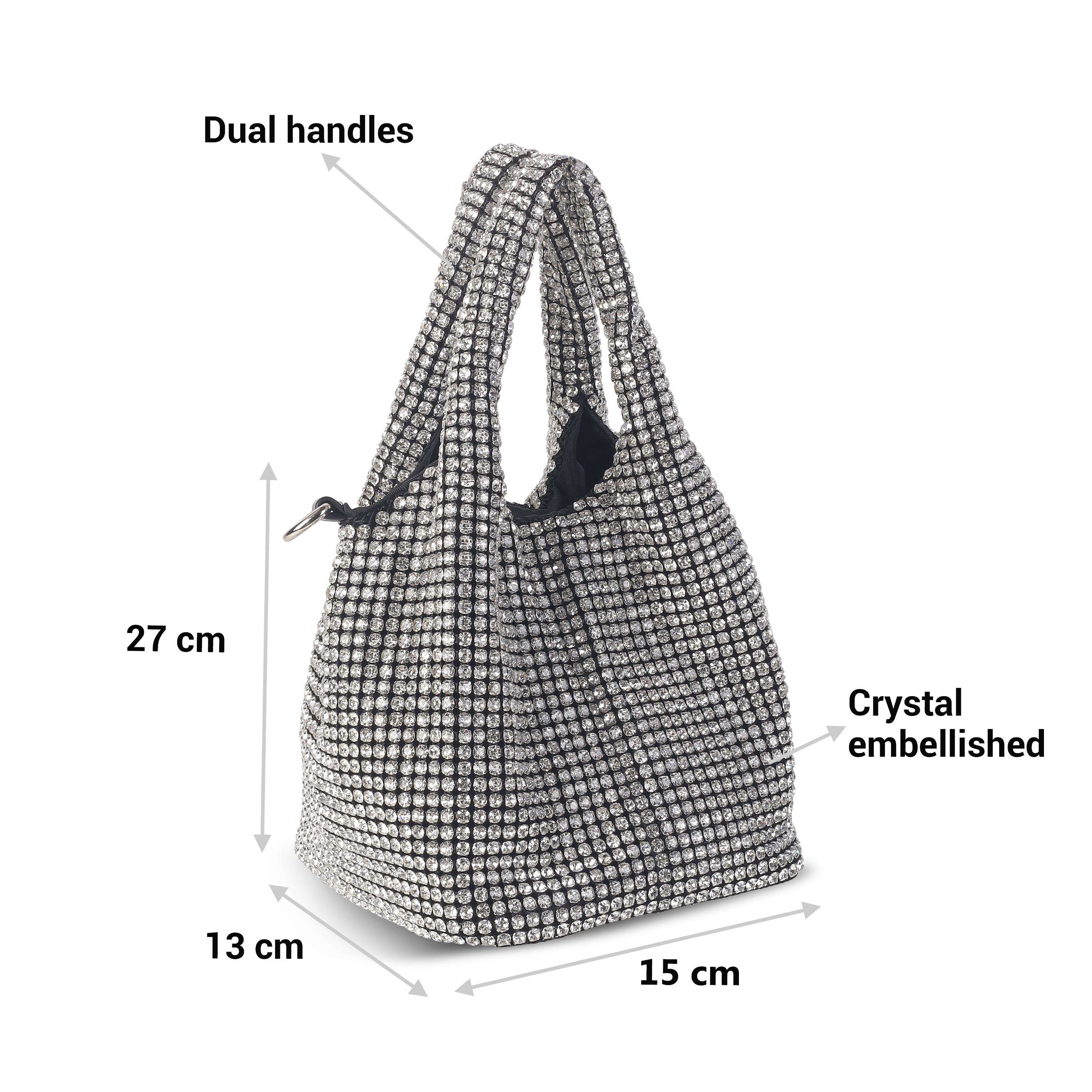 Cheemo Women Silver Hobo Bag (SKU: 77-196-27-10)