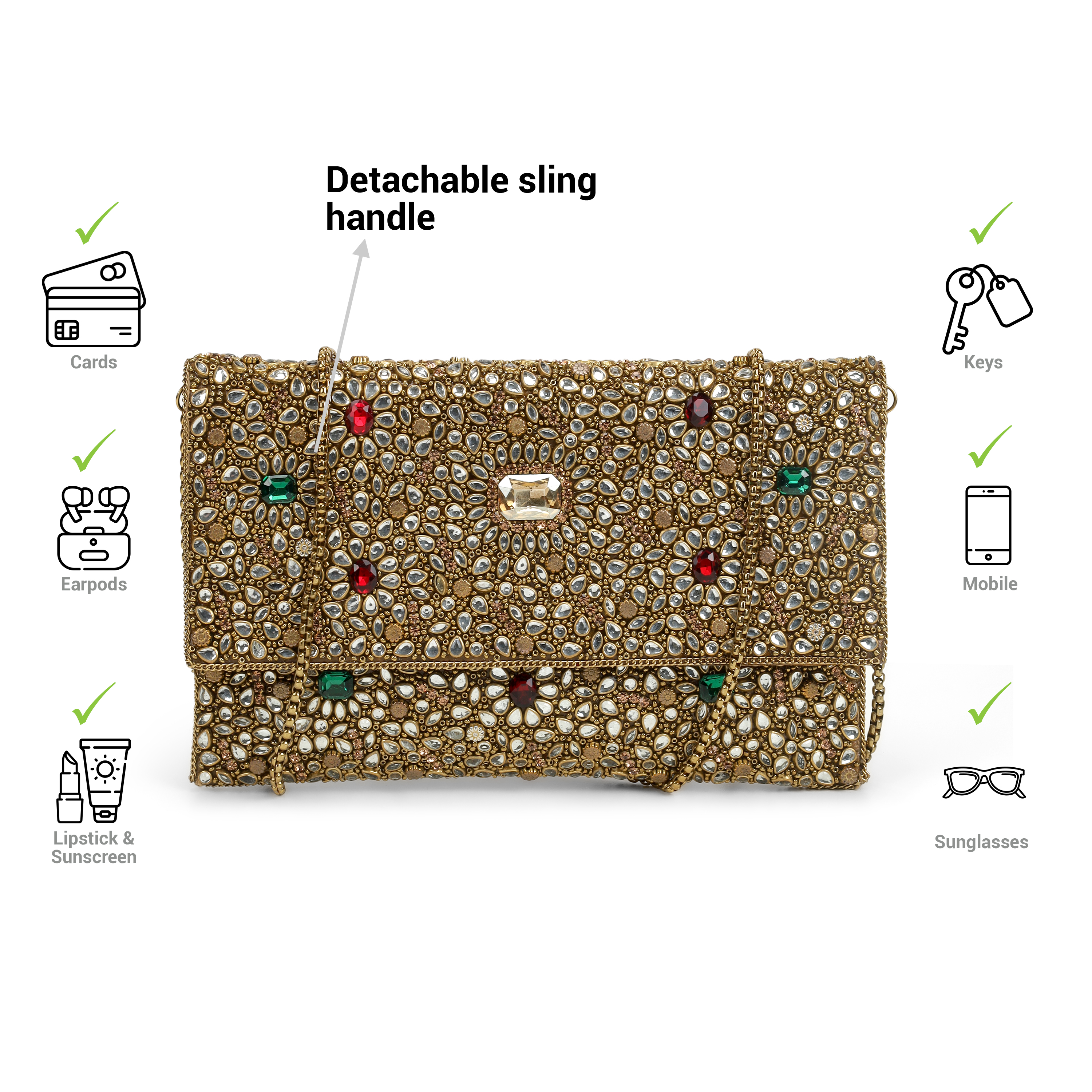 Cheemo Women Gold Clutch (SKU: 77-247-15-10)