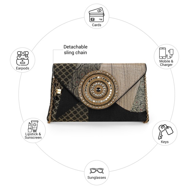 Cheemo Women Black Evening Bag (SKU: 77-250-11-10)