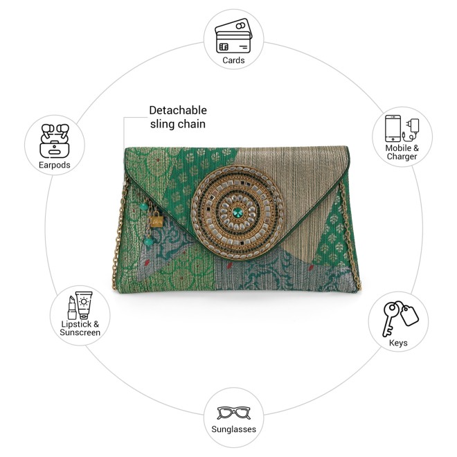 Cheemo Women Green Evening Bag (SKU: 77-250-21-10)