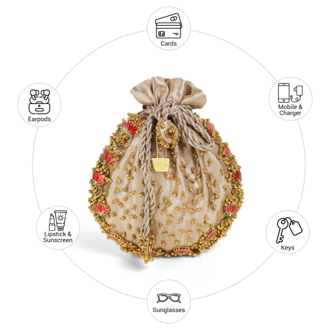 Cheemo Women Gold Potlis (SKU: 77-267-15-10)