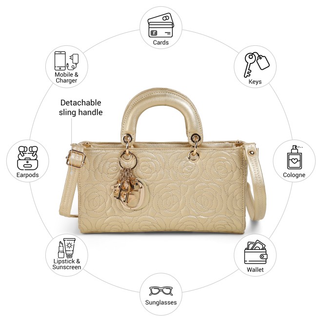 Cheemo Women Gold Satchel Bag (SKU: 77-276-15-10)
