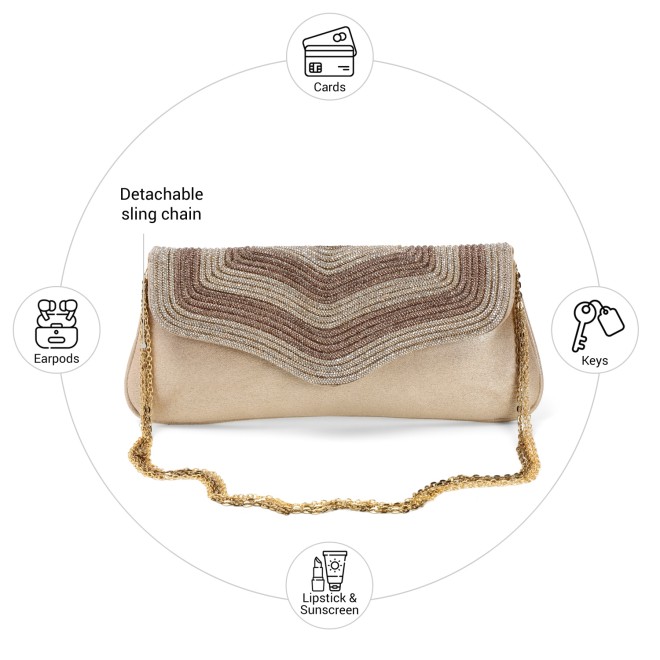 Cheemo Women Gold Evening Bag (SKU: 77-283-15-10)