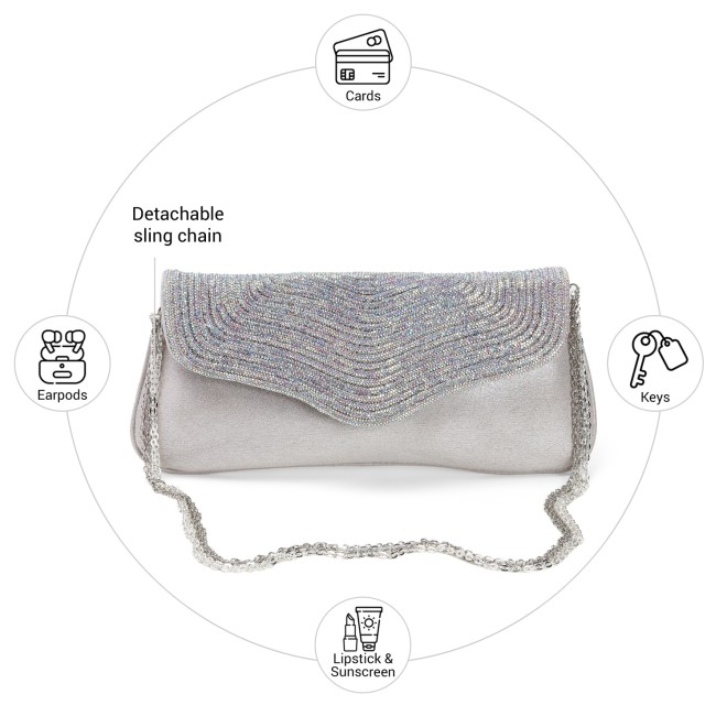 Cheemo Women Silver Evening Bag (SKU: 77-283-27-10)