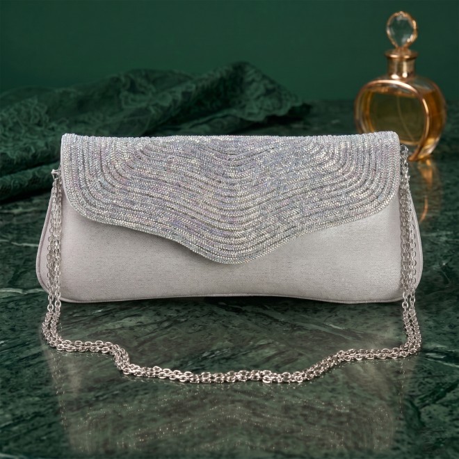 Cheemo Women Silver Evening Bag