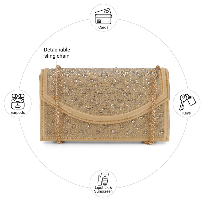 Cheemo Women Gold Evening Bag (SKU: 77-285-15-10)
