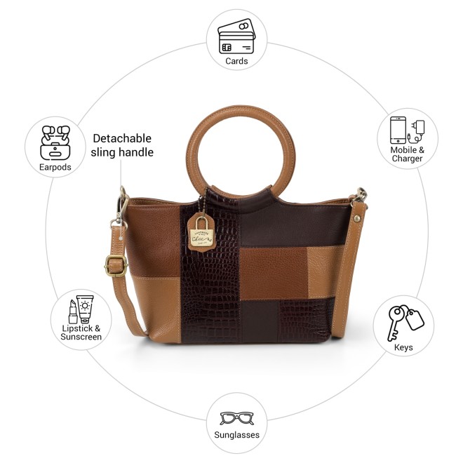 Cheemo Women Beige-multi Satchel Bag (SKU: 77-286-63-10)