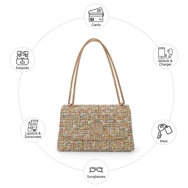 Cheemo Women Gold Shoulder Bag (SKU: 77-292-15-10)