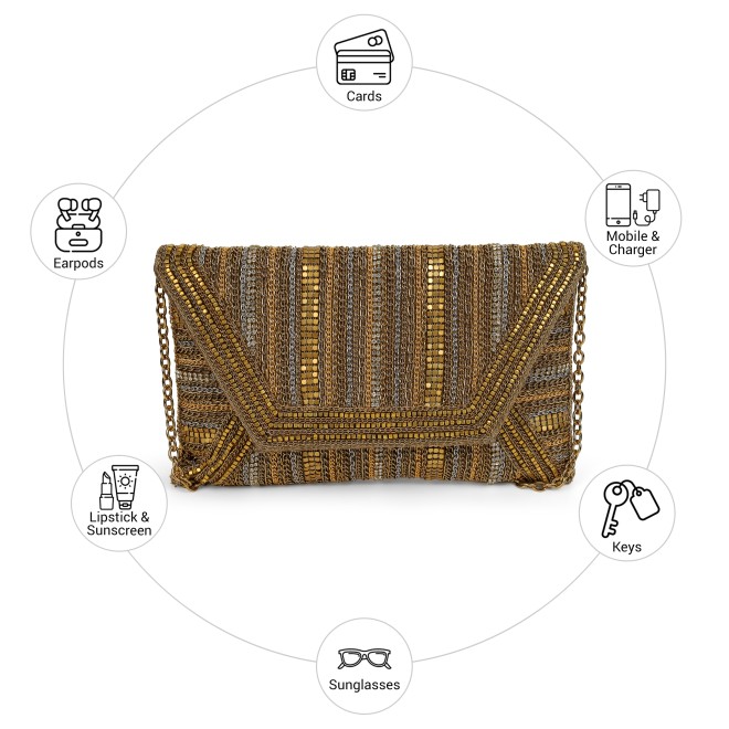 Cheemo Women Antic-gold Clutch (SKU: 77-303-28-10)