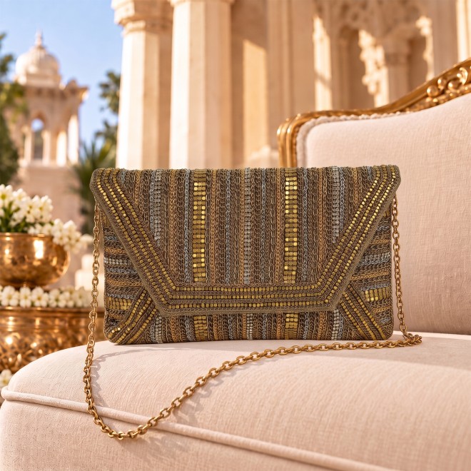 Cheemo Women Antic-gold Clutch (SKU: 77-303-28-10)