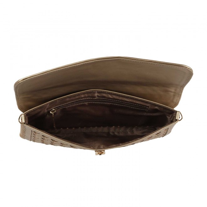 Cheemo Women Gold Flap Clutch Flap Clutch (SKU: 77-6626-15-10)