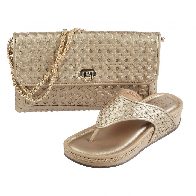 Cheemo Women Gold Flap Clutch Flap Clutch (SKU: 77-6626-15-10)