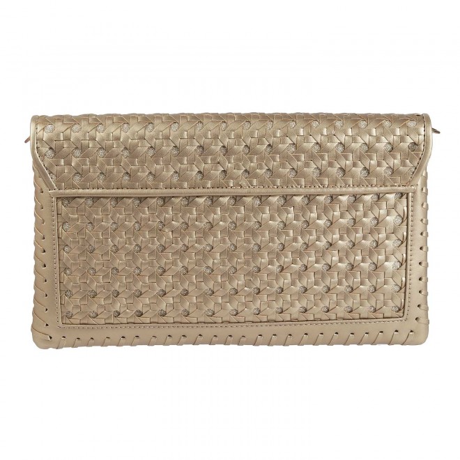 Cheemo Women Gold Flap Clutch Flap Clutch (SKU: 77-6626-15-10)