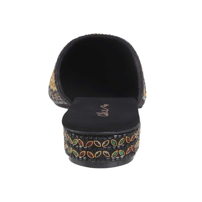 Cheemo Women Black Ethnic Slip Ons (SKU: 92-102-11-37)