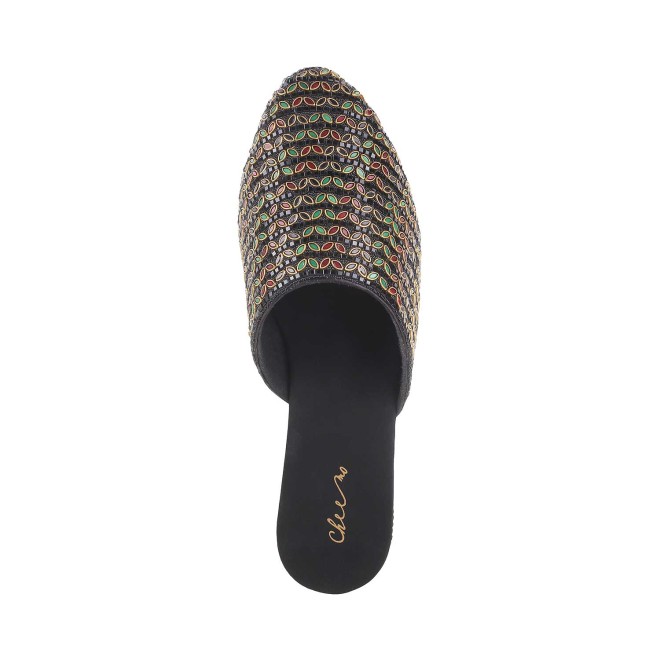 Cheemo Women Black Ethnic Slip Ons (SKU: 92-102-11-37)