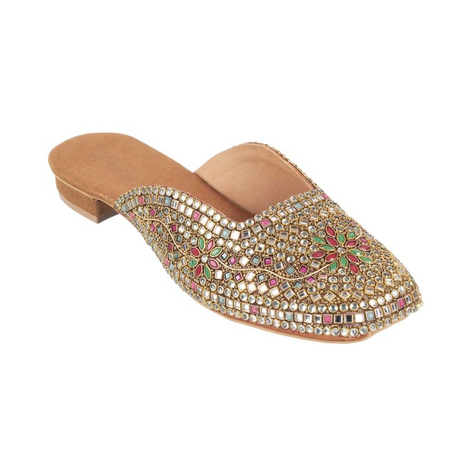 Cheemo Women Antic-gold Wedding Slip Ons