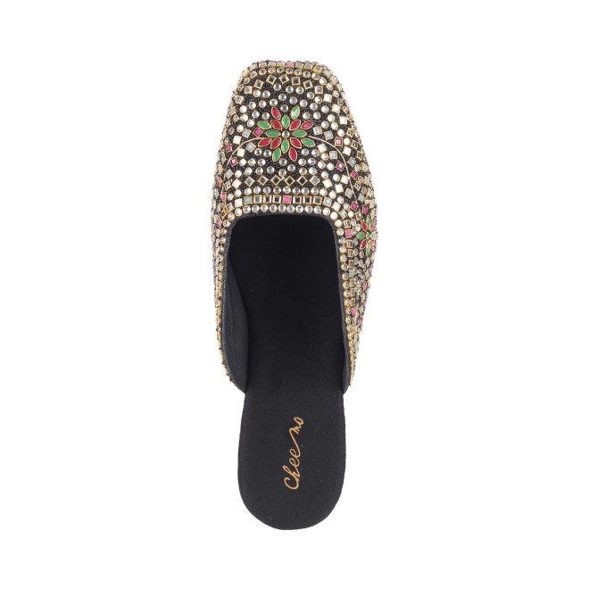 Cheemo Women Black Wedding Slip Ons (SKU: 92-132-11-37)