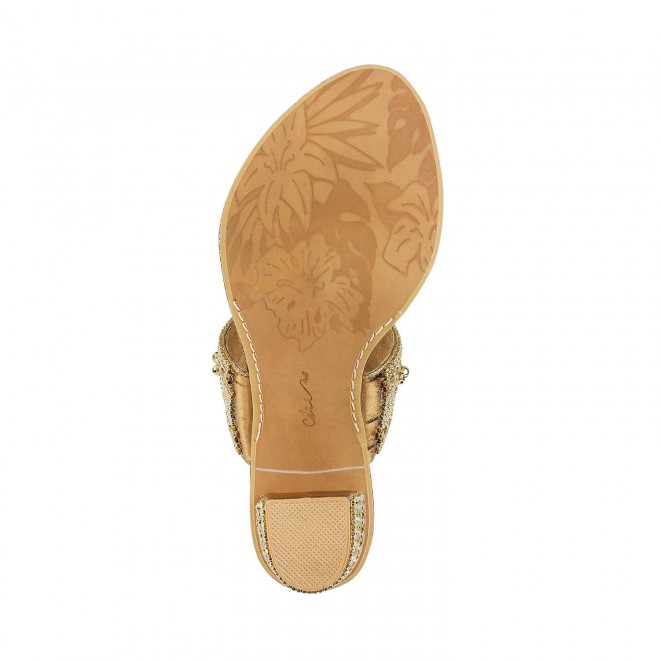 Cheemo Women Antique-Gold Ethnic Slip Ons (SKU: 92-14-28-37)