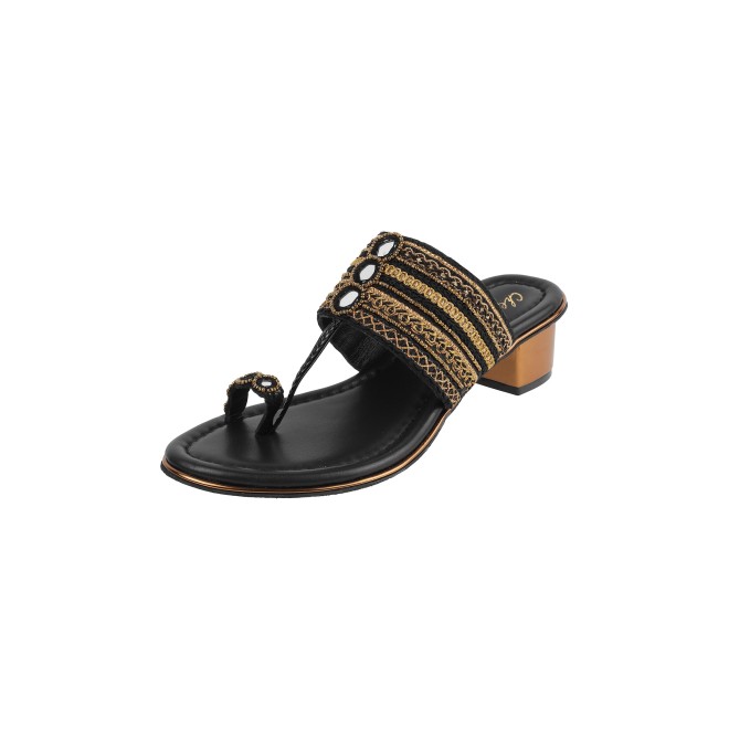 Cheemo Women Black Ethnic Kolhapuris (SKU: 92-157-11-37)