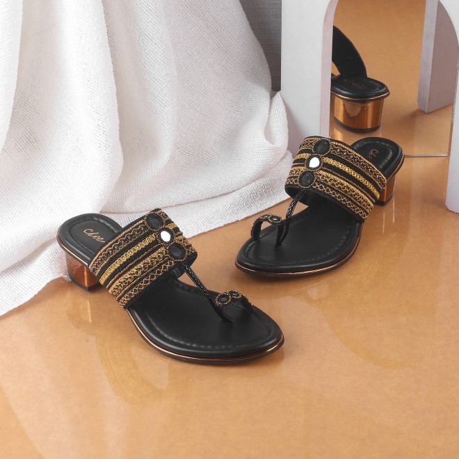 Cheemo Women Black Ethnic Kolhapuris