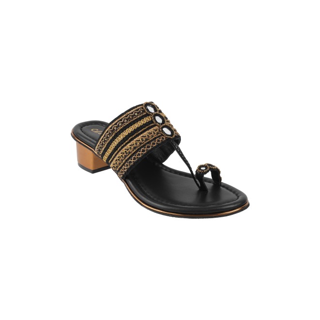 Cheemo Women Black Ethnic Kolhapuris (SKU: 92-157-11-37)