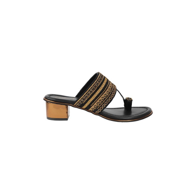 Cheemo Women Black Ethnic Kolhapuris (SKU: 92-157-11-37)