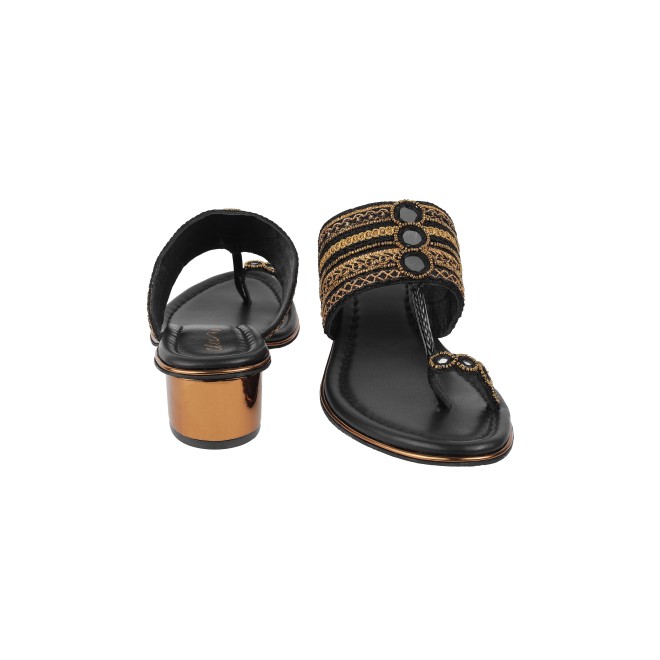 Cheemo Women Black Ethnic Kolhapuris (SKU: 92-157-11-37)