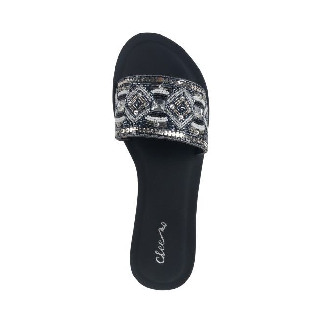 Cheemo Women Black Ethnic Slip Ons (SKU: 92-161-11-37)