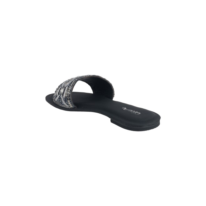 Cheemo Women Black Ethnic Slip Ons (SKU: 92-161-11-37)
