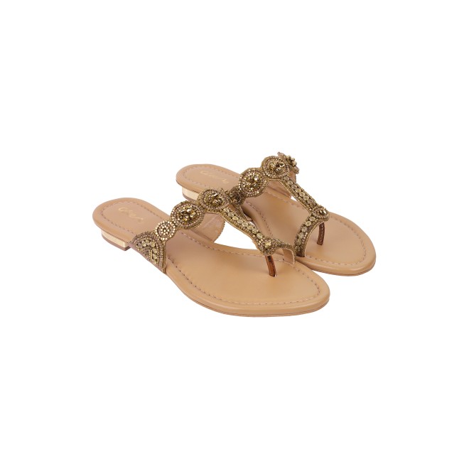 Cheemo Women Antic-gold Ethnic Slip Ons (SKU: 92-163-28-37)
