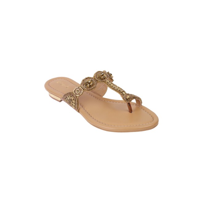 Cheemo Women Antic-gold Ethnic Slip Ons (SKU: 92-163-28-37)