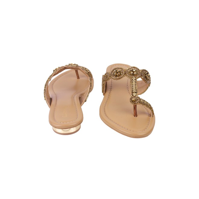 Cheemo Women Antic-gold Ethnic Slip Ons (SKU: 92-163-28-37)