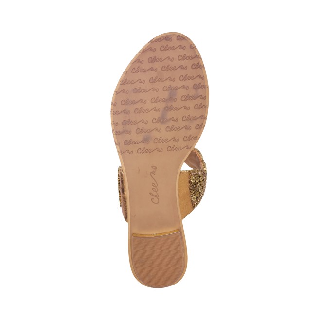 Cheemo Women Antic-gold Ethnic Slip Ons (SKU: 92-163-28-37)