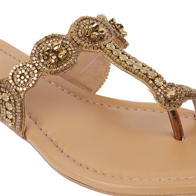 Cheemo Women Antic-gold Ethnic Slip Ons (SKU: 92-163-28-37)