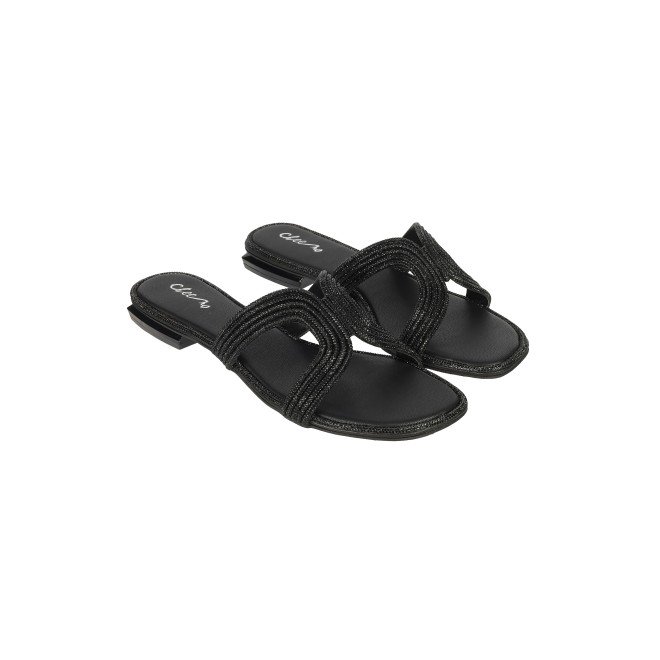 Cheemo Women Black Ethnic Slip Ons (SKU: 92-164-11-36)