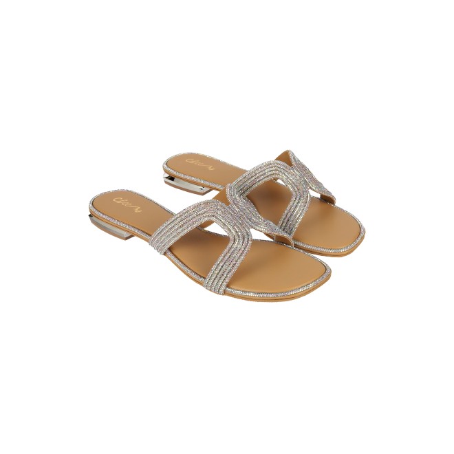 Cheemo Women Silver Ethnic Slip Ons (SKU: 92-164-27-36)