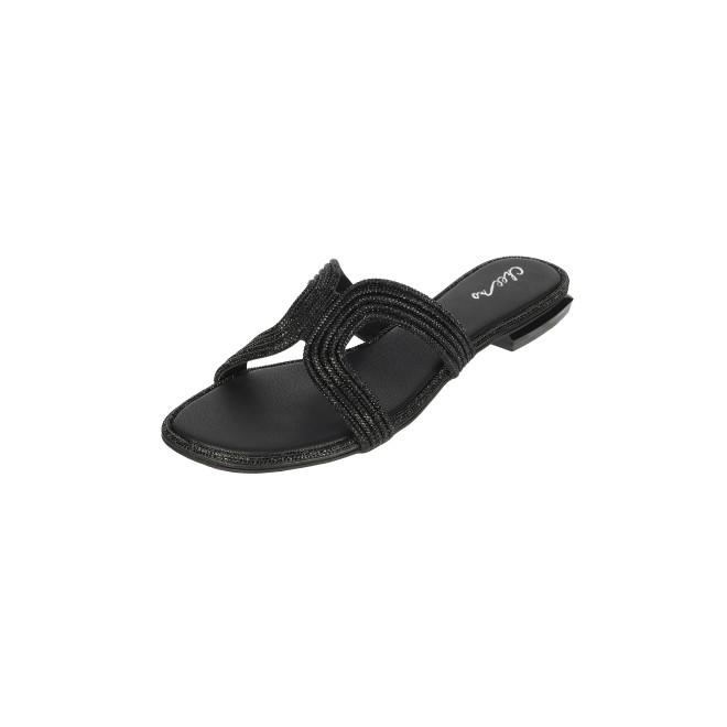 Cheemo Women Black Ethnic Slip Ons (SKU: 92-164-11-36)