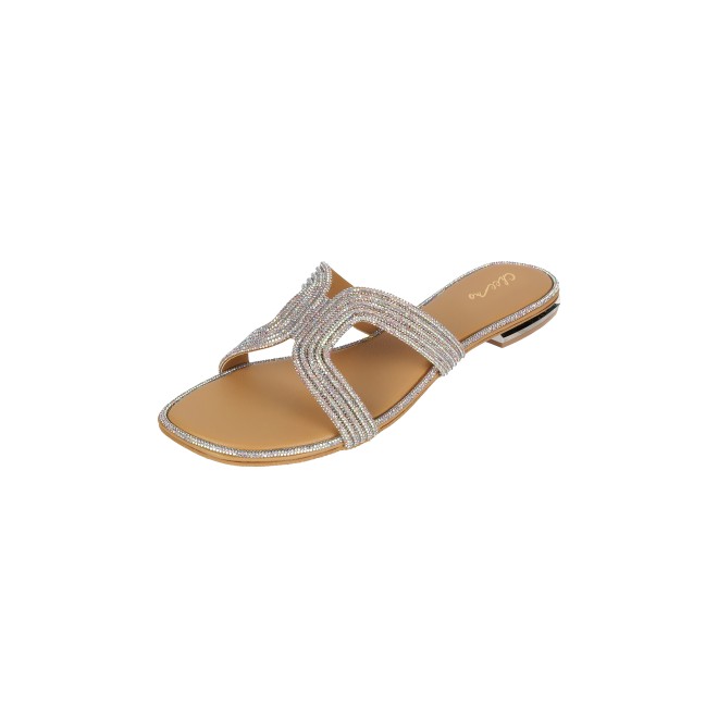 Cheemo Women Silver Ethnic Slip Ons (SKU: 92-164-27-36)