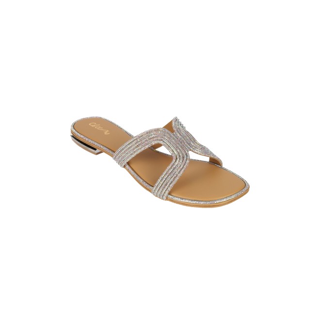 Cheemo Women Silver Ethnic Slip Ons (SKU: 92-164-27-36)