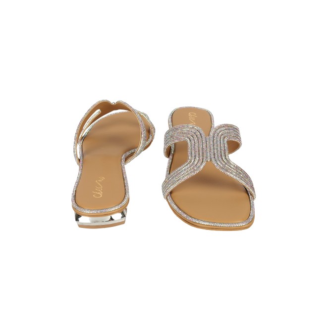Cheemo Women Silver Ethnic Slip Ons (SKU: 92-164-27-36)