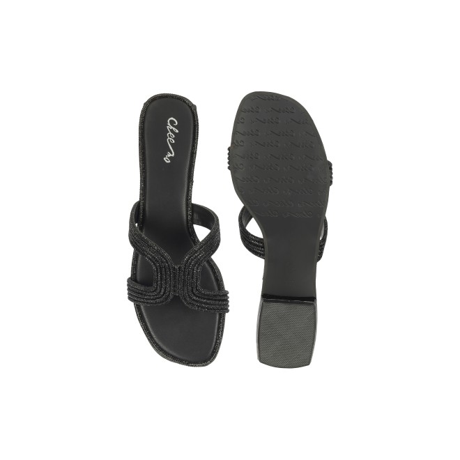 Cheemo Women Black Ethnic Slip Ons (SKU: 92-164-11-36)