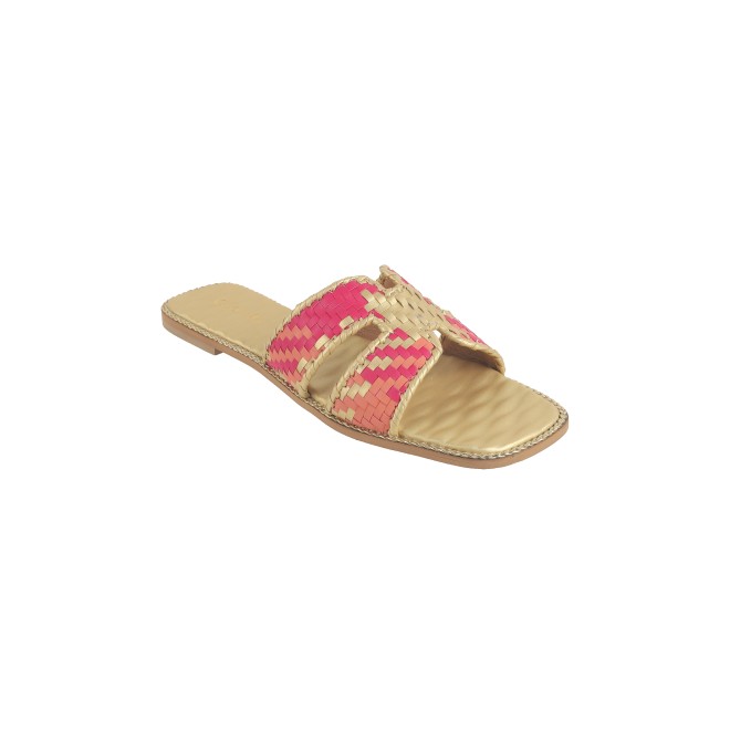 Cheemo Women Gold Ethnic Slip Ons (SKU: 92-173-15-37)