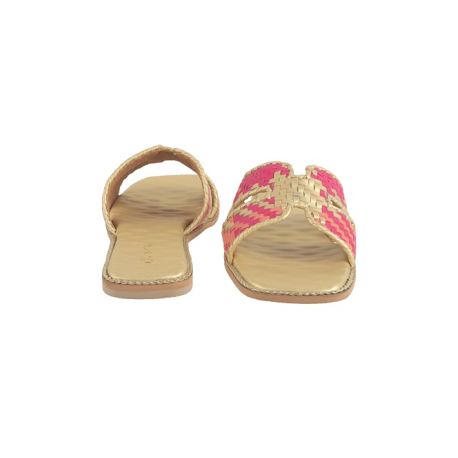 Cheemo Women Gold Ethnic Slip Ons (SKU: 92-173-15-37)