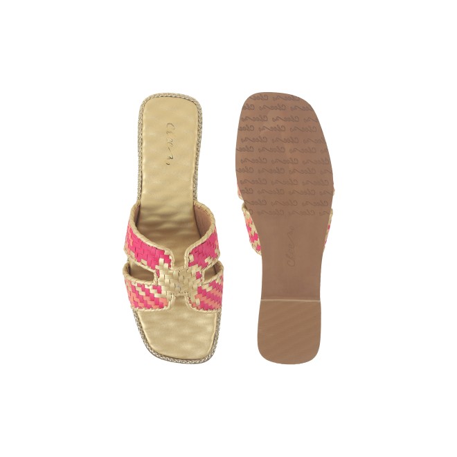 Cheemo Women Gold Ethnic Slip Ons (SKU: 92-173-15-37)