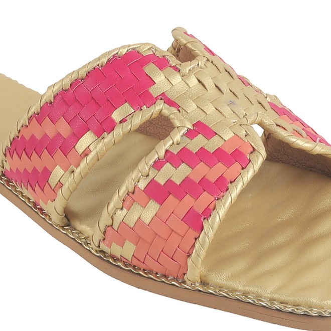Cheemo Women Gold Ethnic Slip Ons (SKU: 92-173-15-37)