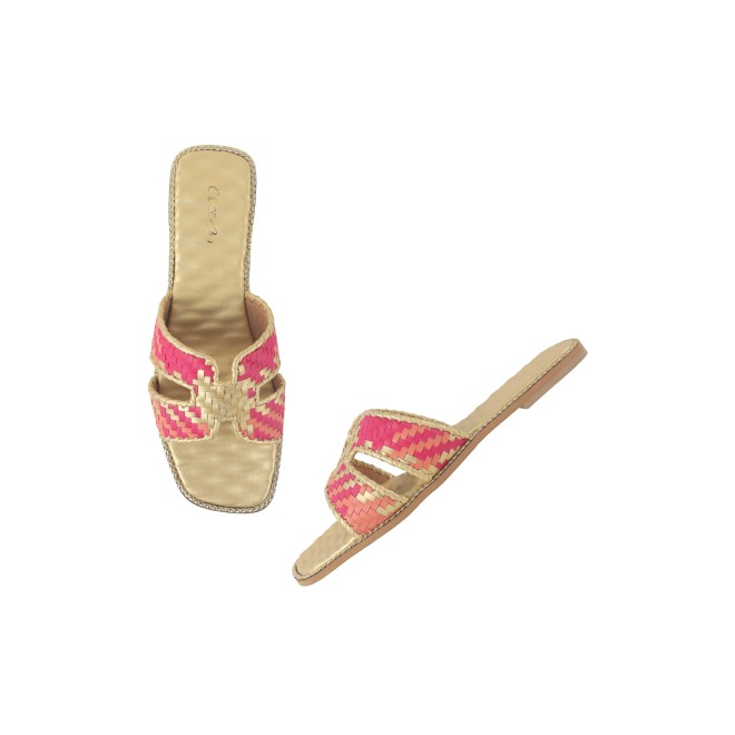 Cheemo Women Gold Ethnic Slip Ons (SKU: 92-173-15-37)
