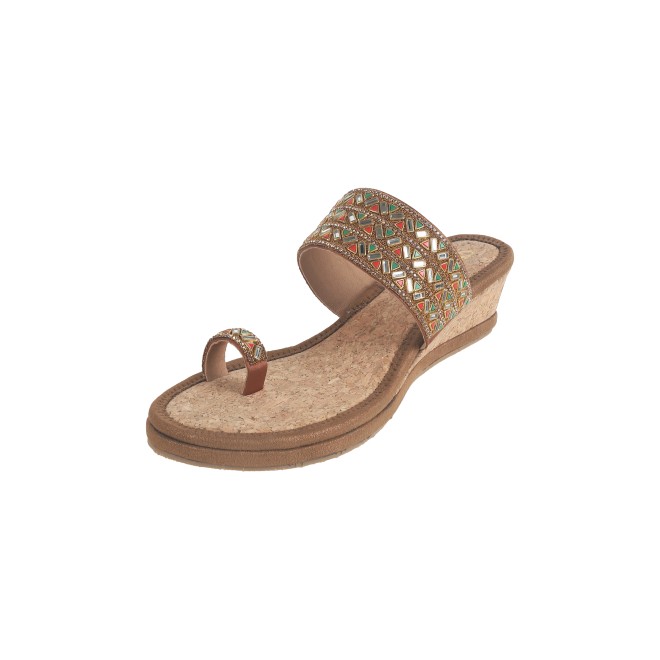 Cheemo Women Antic-gold Ethnic Slip Ons (SKU: 92-174-28-36)