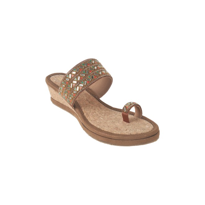 Cheemo Women Antic-gold Ethnic Slip Ons (SKU: 92-174-28-36)
