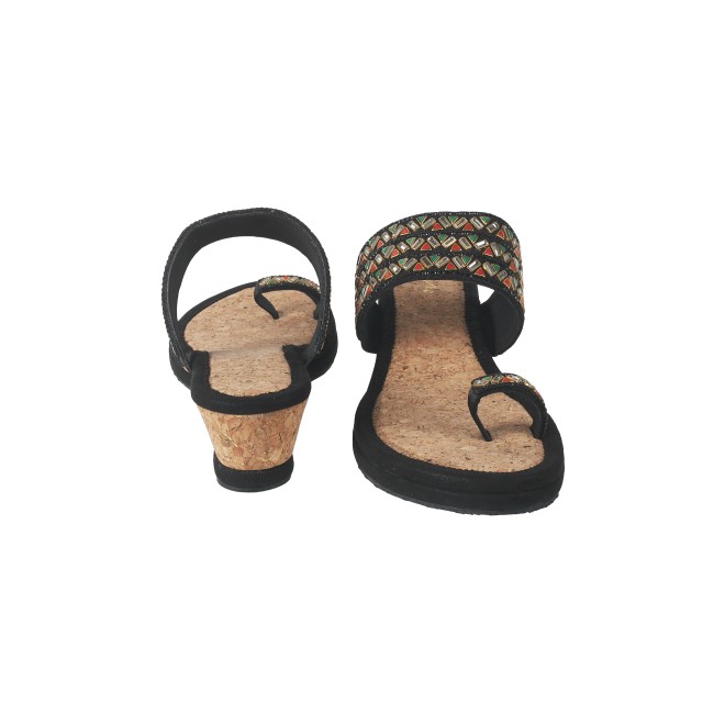 Cheemo Women Black Ethnic Slip Ons (SKU: 92-174-11-36)