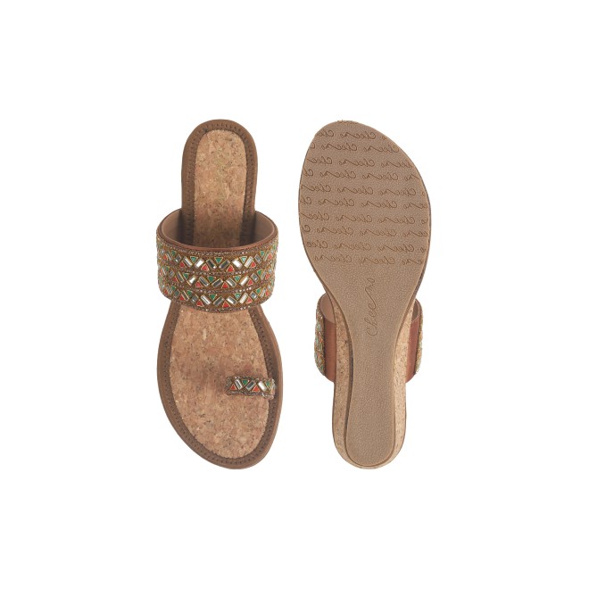 Cheemo Women Antic-gold Ethnic Slip Ons (SKU: 92-174-28-36)